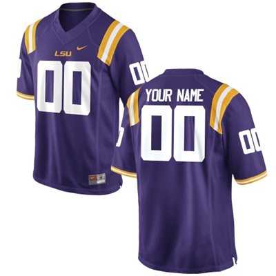 Men%27s LSU Tigers Customized Replica Football Jersey - 2015 Purple
